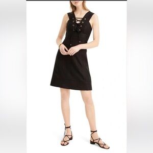 J. Crew Black Lace-Up A-Line Dress
